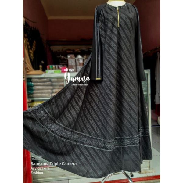 (BISA COD) ABAYA YUMNA EMBOS FURSAN SULTAN HITAM TEMBORO