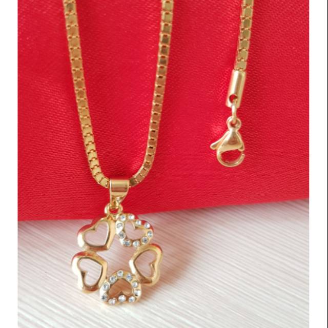 Kalung love5 titanium gold import antikarat