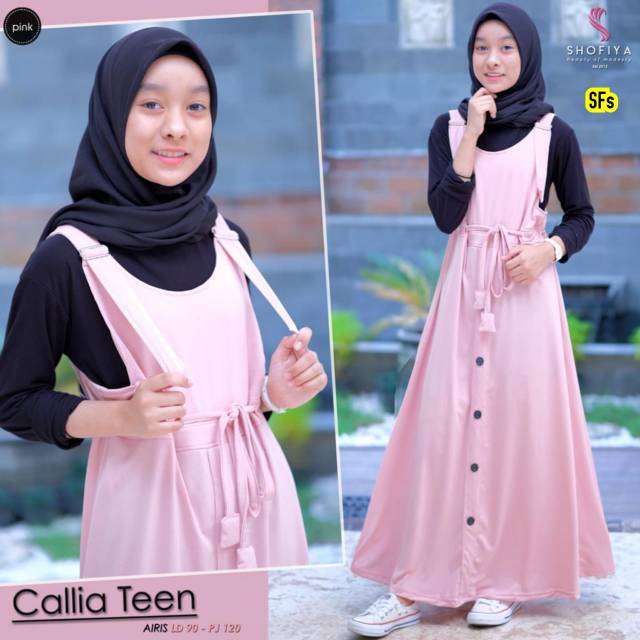 TERLARIS Gamis Remaja Kekinian 2IN1(INNER+OUTER) Callia Original By Shofiya