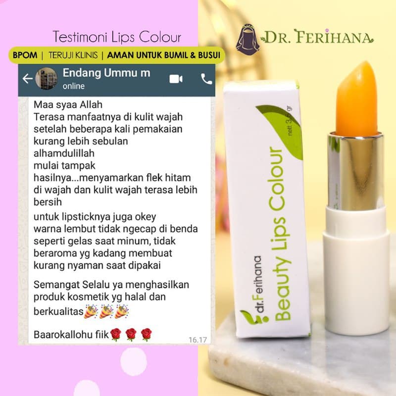 Magic Beauty Lips Colour DR. FERIHANA COSMETICS &amp; SKINCARE Lipstik dengan Bahan Alam untuk Melembabkan Bibir Kering Hitam Pecah Pecah BPOM LPPOM HALAL MUI