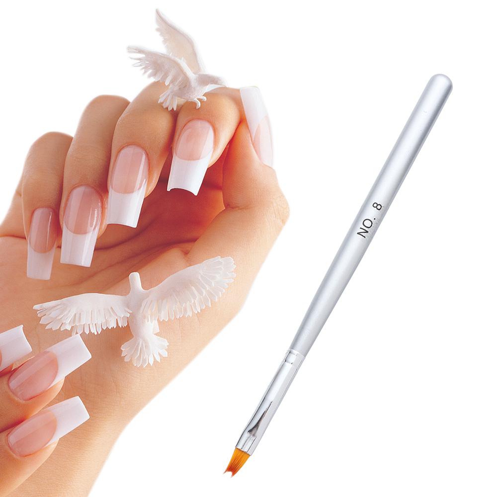 8pcs / Set Brush Nail Art UV Gel Akrilik Gaya Perancis Untuk Wanita