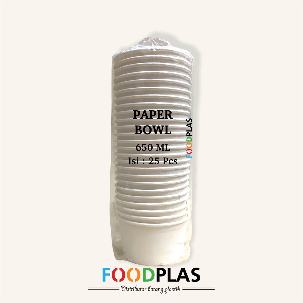 Paper Bowl 650 ML Tanpa Tutup (25 Pcs) - Mangkok Kertas / Rice Bowl