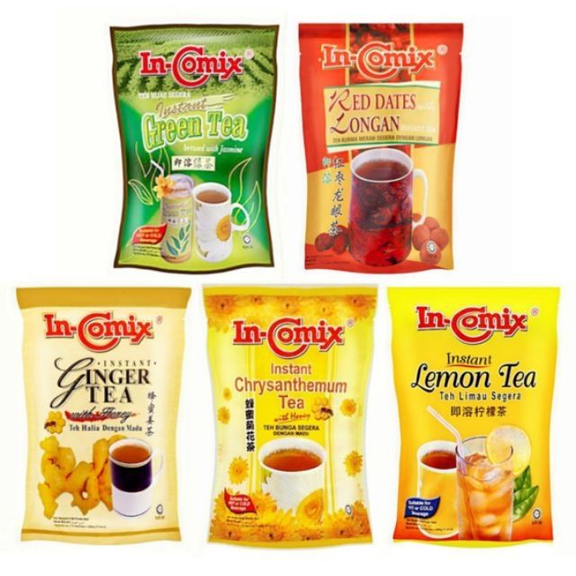 

Incomix Instant Chrysantenum Tea / Ginger Tea / Lemon Tea / Red date Tea Angco Teh / Green Tea Jasmi