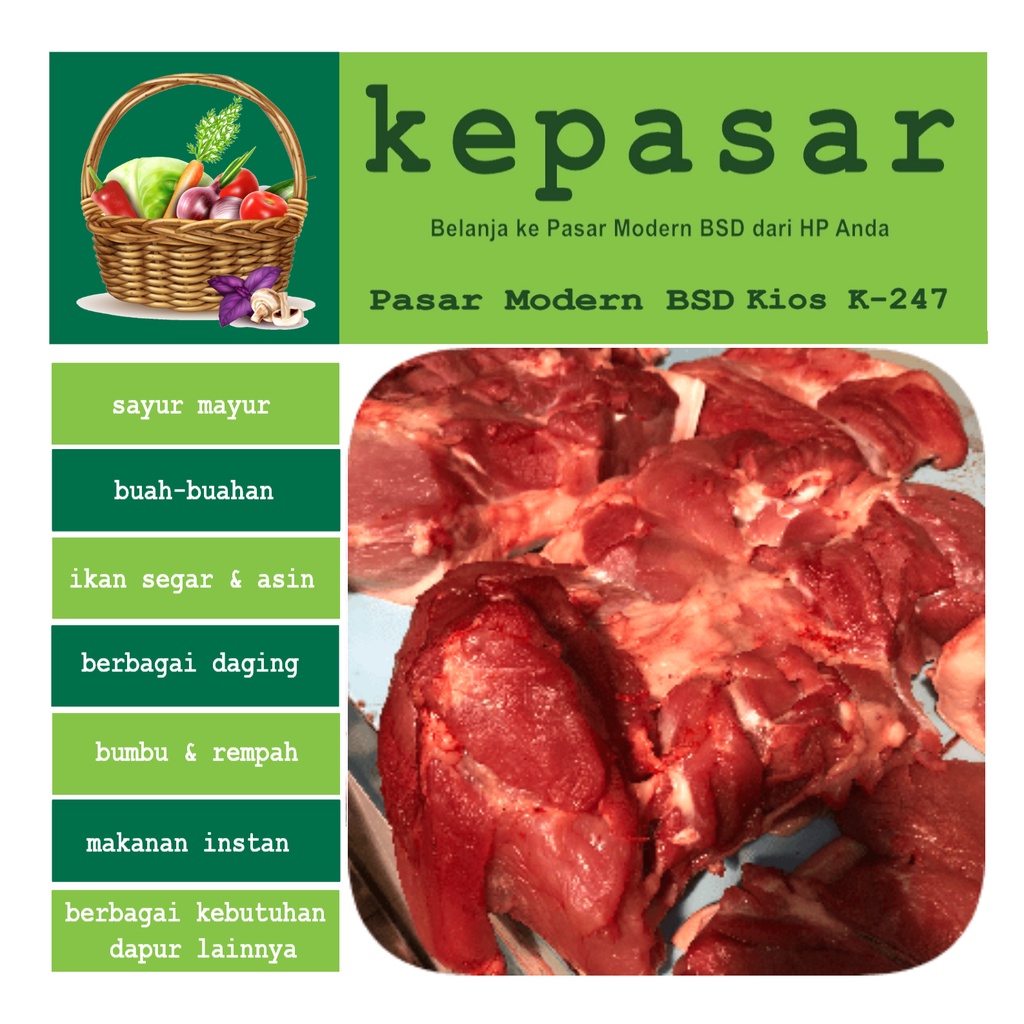 

Daging B2 - Paha 250 g - Kepasar Pasar Online