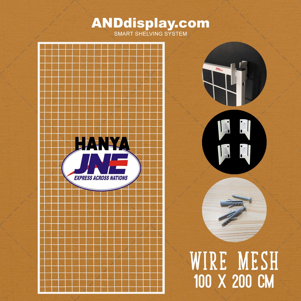 WIRE MESH 100 X 200 CM WIRE GRID KAWAT RAM JARING KOTAK DINDING BINGKAI RAK DISPLAY AKSESORIES WIREMESH