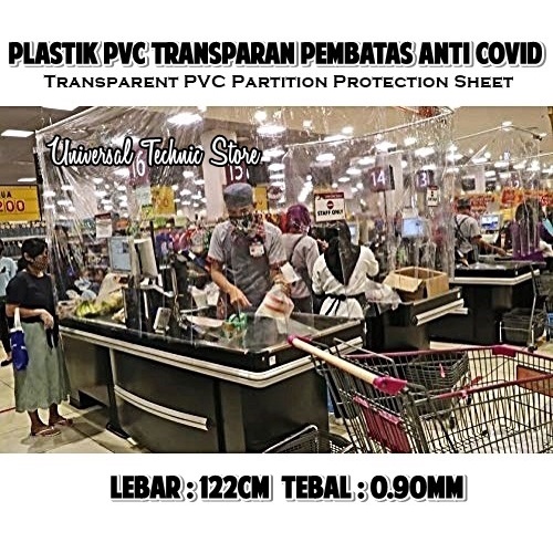 Plastik Mika PVC Transparan Bening Partisi Sekat Covid 122cm 0.90mm