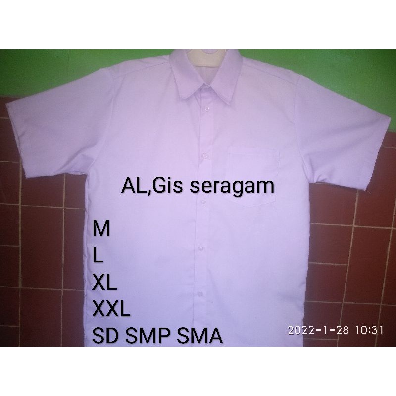 SERAGAM SEKOLAH SD SMP SMA LENGAN PENDEK M L XL XXL XXXL 4XL PUTIH POLOS BAHAN OXFOR HARGA MURAH BISACOD-5