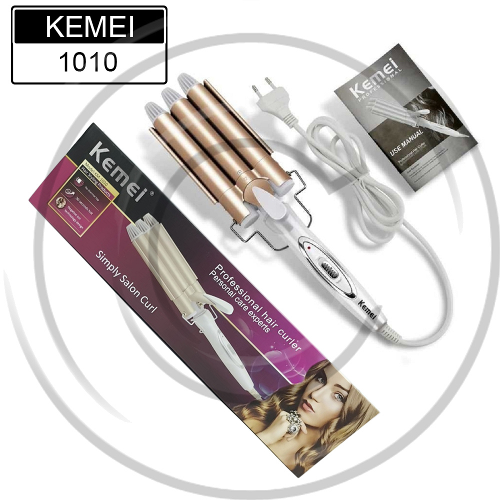 CT-KM-1010 / Kemei Catokan Pengeriting Rambut (Curly) Premium 3 Tabung Limited