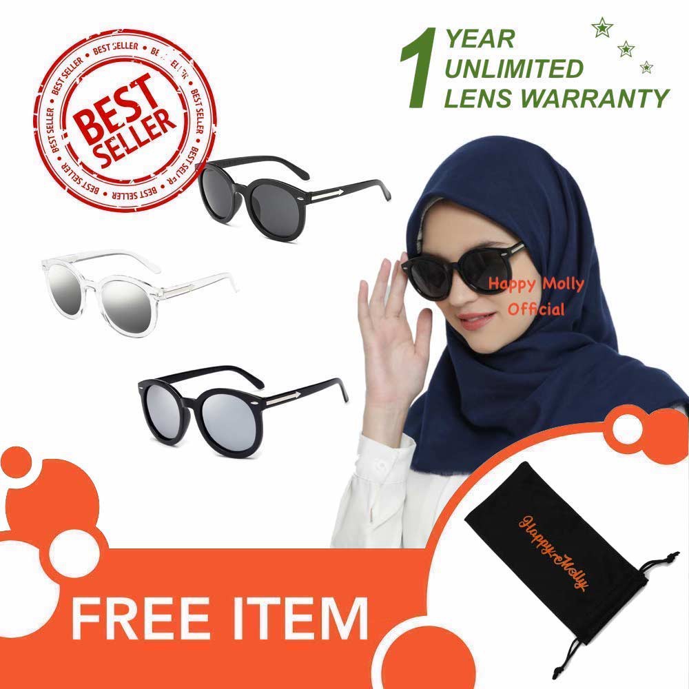 Anti UV 400 Sunglasses - Kacamata Wanita Hijab Korea - HM389 (Group) FREE Sarung