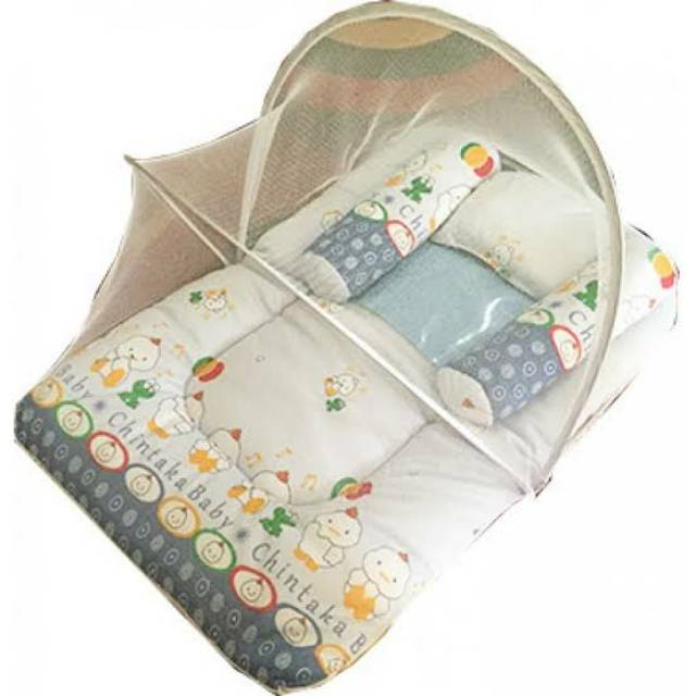 Kasur Kelambu Bayi Lipat Tenda FREE Bantal + 2 Guling KS01