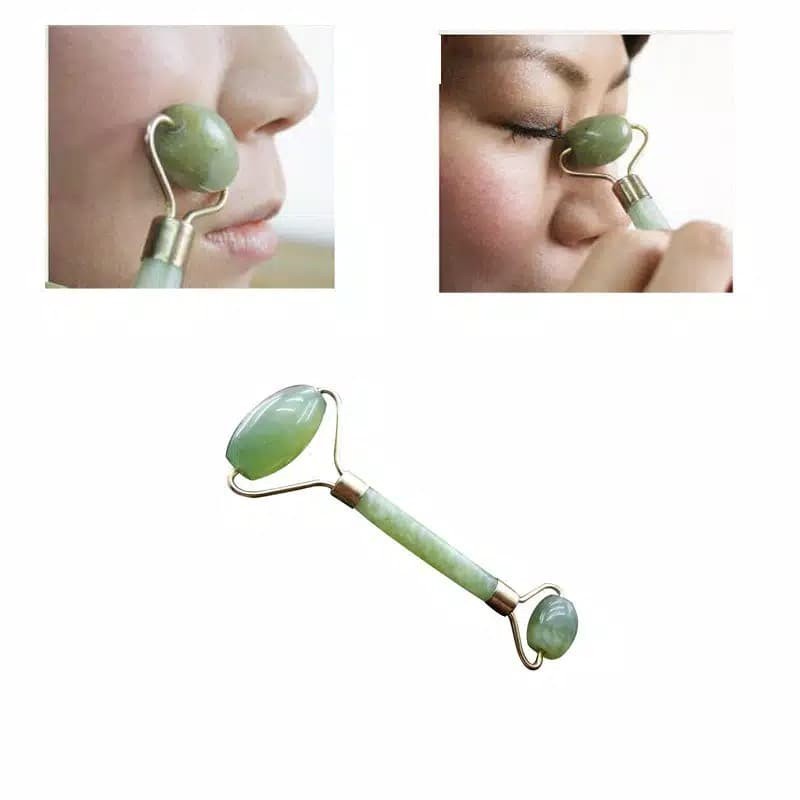 JADE ROLLER ORIGINAL BATU GIOK WAJAH 2 SISI/ ALAT PIJAT WAJAH/ MASSAGE TOOLS FACE KUALITAS BAGUS