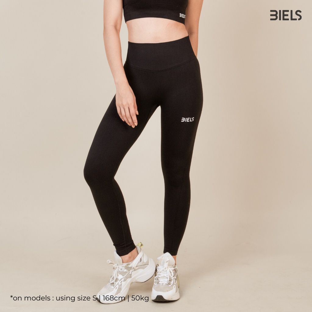 BIELS Black High Waist Leggings / celana olahraga wanita highwaist / celana legging highwaist / celana gym fitness zumba