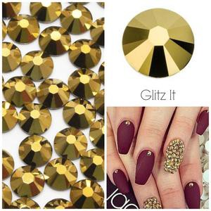 Gold rhinestone nail wheel acc mix size / batu nailart stone hiasan kuku