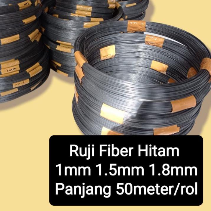 Langsung Beliii.. Ruji fiber hitam 1mm 1.5mm 1.8mm 50meter untuk sangkar, kandang Pcmi