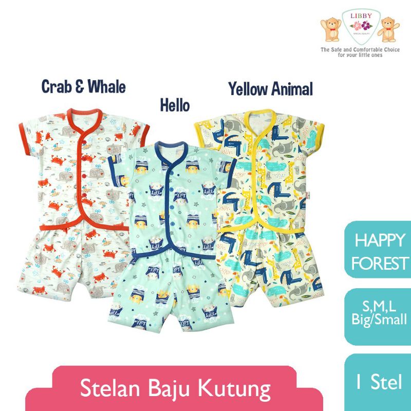 LIBBY Happy Forest Setelan Baju Pendek Kancing Depan