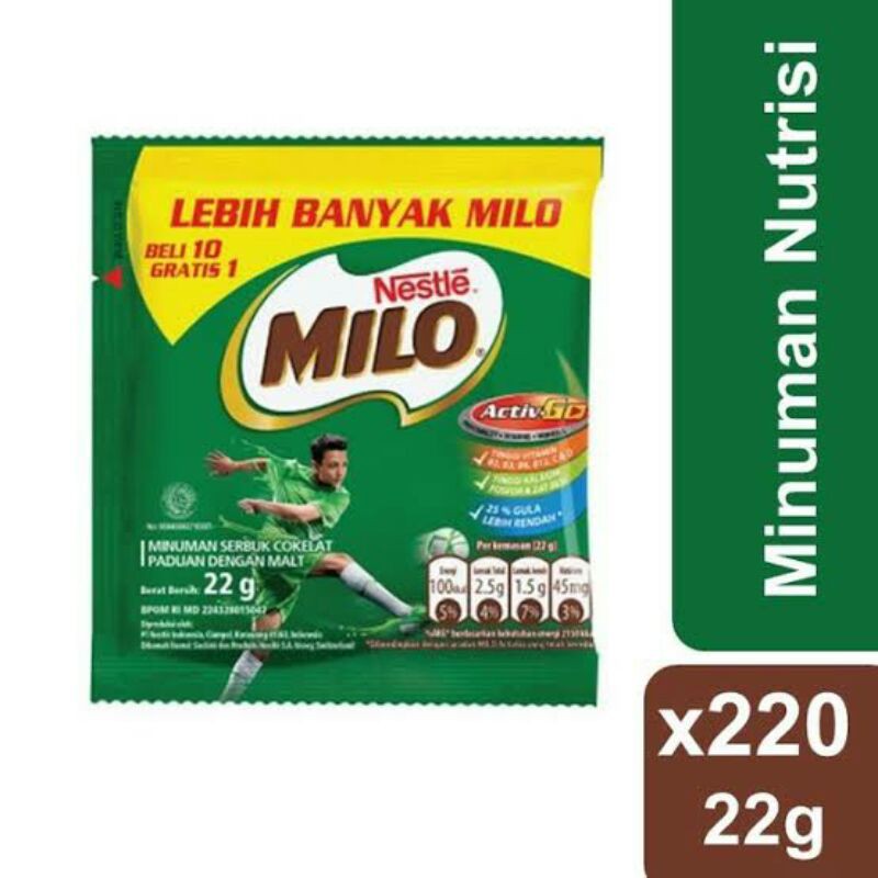 

MILO COKELAT SASET 22 gr 1 PCS