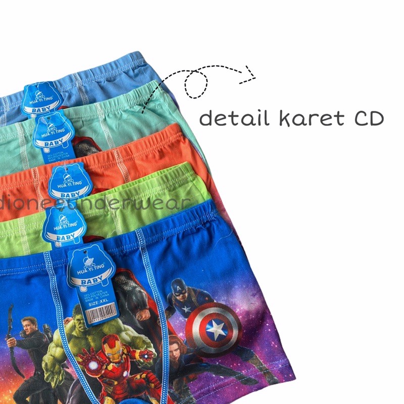 Celana Dalam CD Boxer Anak Laki Laki Cowok Avengers Bahan Katun Adem Import / Boxer Anak Cowok