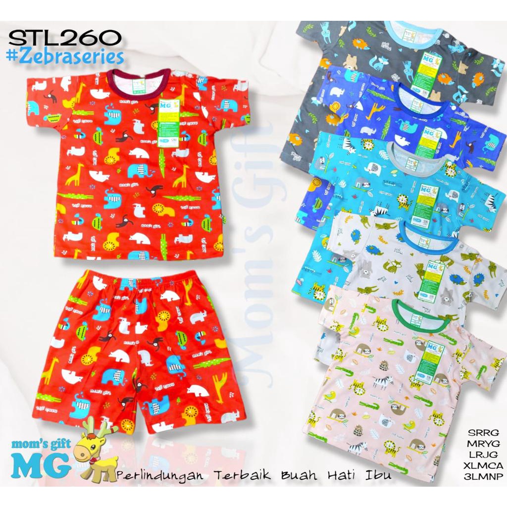 TOKO KL |  3 PCS | MOM'S GIFT KATUN ASLI 100 % Setelan Baju Pendek Celana PENDEK SETELAN  MOM'S GIFT mirror velvet art 260