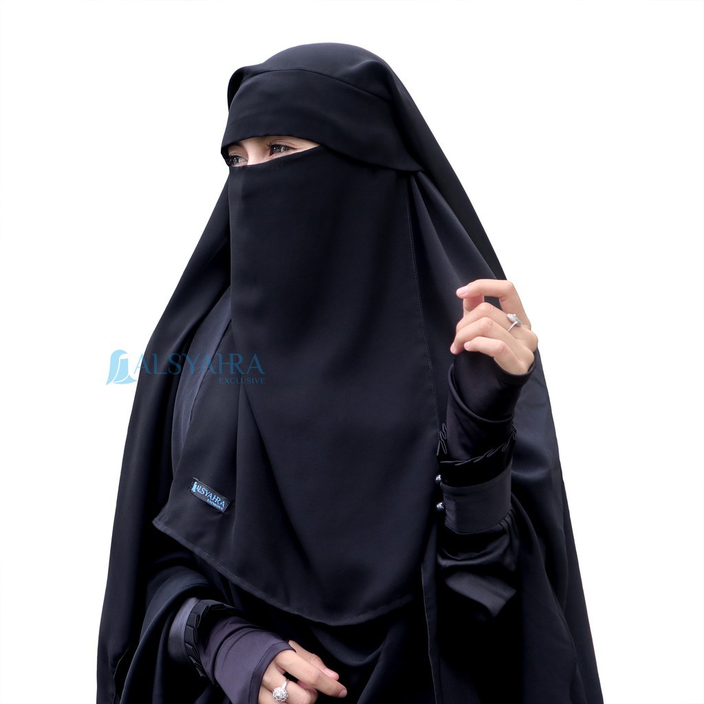 niqob/cadar/handscok/himar/jilbab/abaya/ Niqab Yaman Poni Sifon Jetblack Alsyahra Exclusive