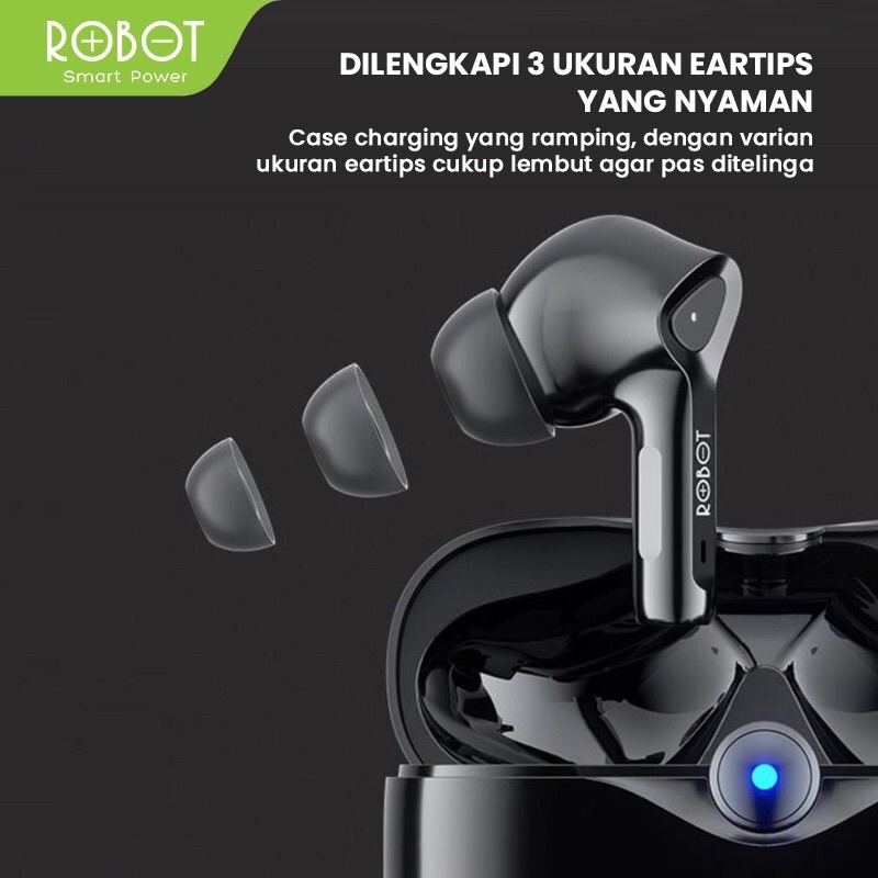 Robot TWS True Wireless Earphones Bluetooth Airbuds T30 T-30 ORIGINAL - Garansi 1 Tahun