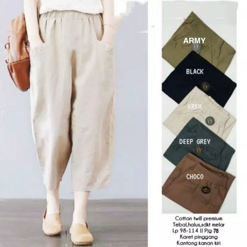 Celana baggy unica pants twill premium wanita korean jumbo XL - 5L (TEBAL DAN MELAR)