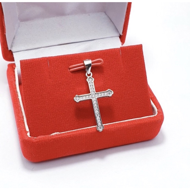 Liontin salib perak 925 lapis emas putih liontin salib zircon perak 925