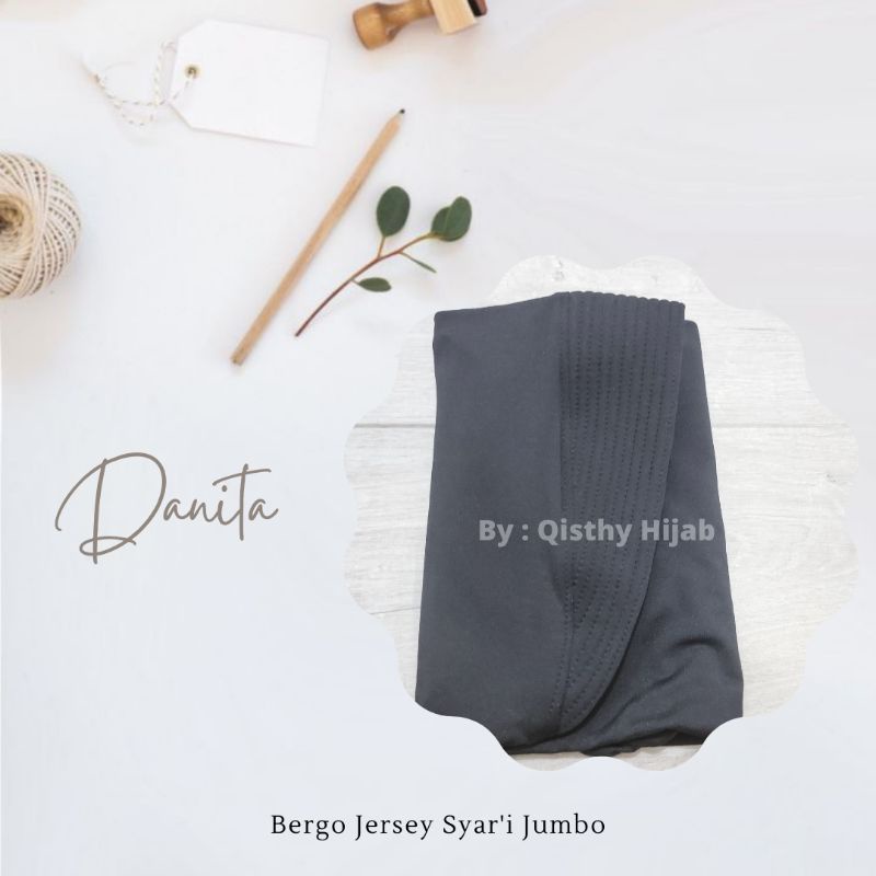 Danita Bergo Jumbo Syar'i | Hijab Instan Syar'i | Khimar Daily Instan Bergo Original | Hijab Menutup Dada | Kerudung Instan Jersey | Hijab Bergo Jersey Jumbo | Hijab jersey Khimar Murah | Khimar Jumbo  Syar'i | Jilbab Pengajian | Khimar Jumbo Premium-Hitam