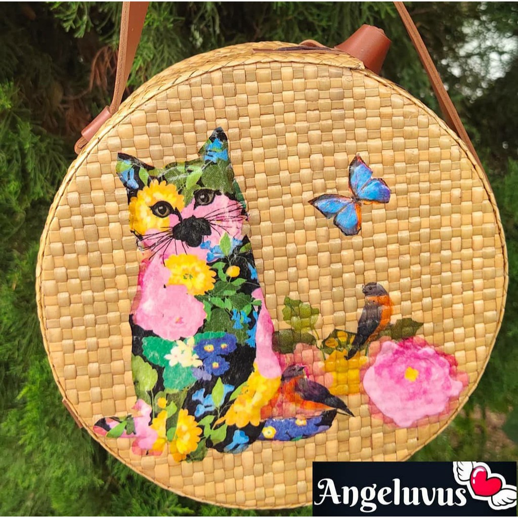 

Butterfly&cat 3D round bag by angeluvus