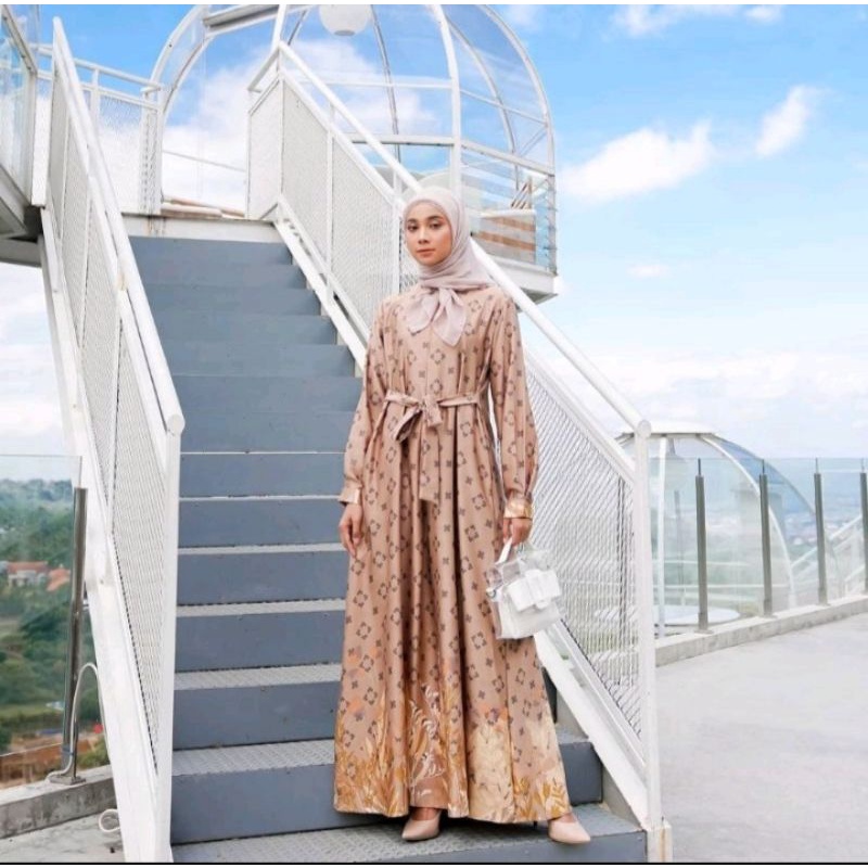 Gamis Maxmara Dior Silk Premium//Gamis Maxmara Lux Premium-Lirda coklat