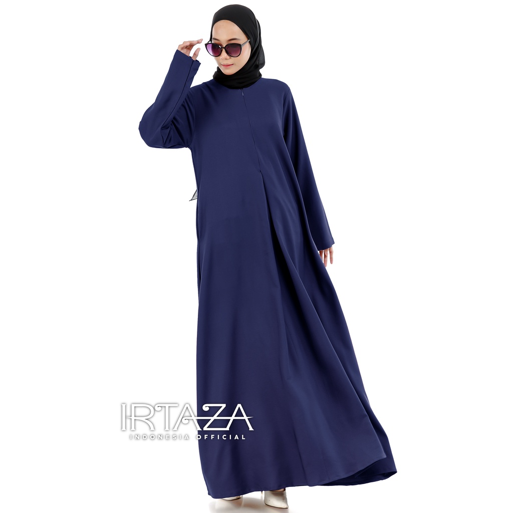 Gamis Abaya Polos Rainbow Twill Shakila Dress Busana Muslimah-Abaya Navy