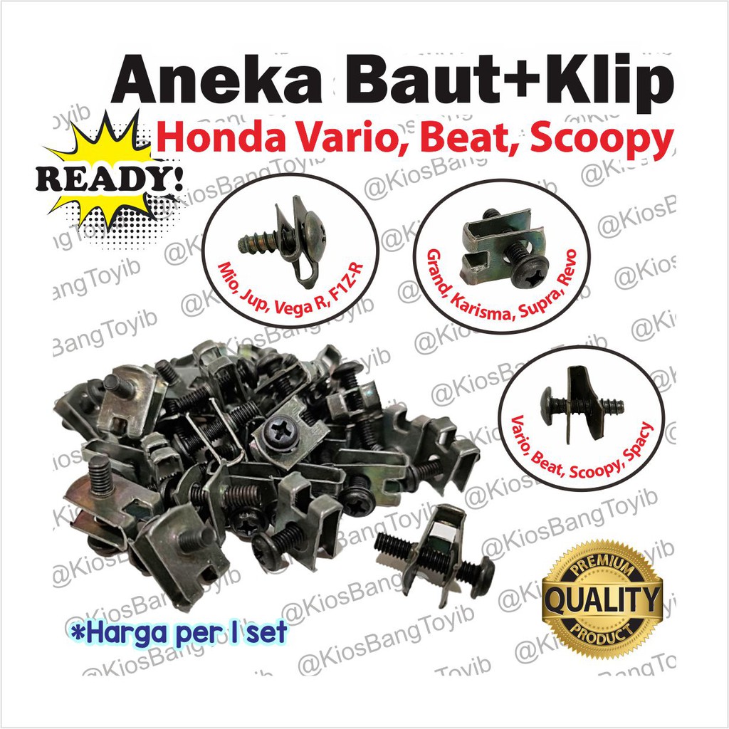 Aneka Baut+Klip Body Batok Grand Supra Karisma Mio Jupiter Vega R Vario Beat Scoopy Spacy