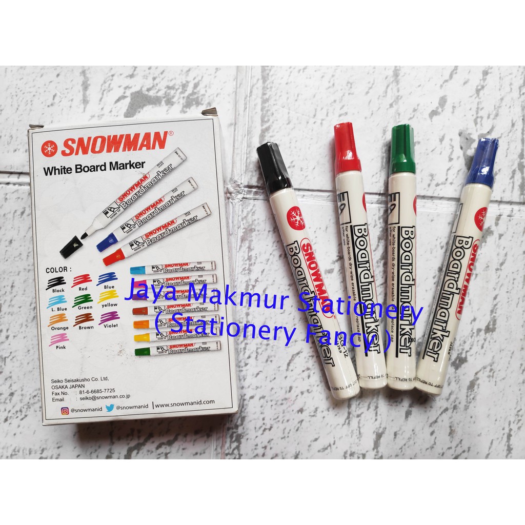 Spidol Snowman White Board Marker BG-12 (Macam Warna)