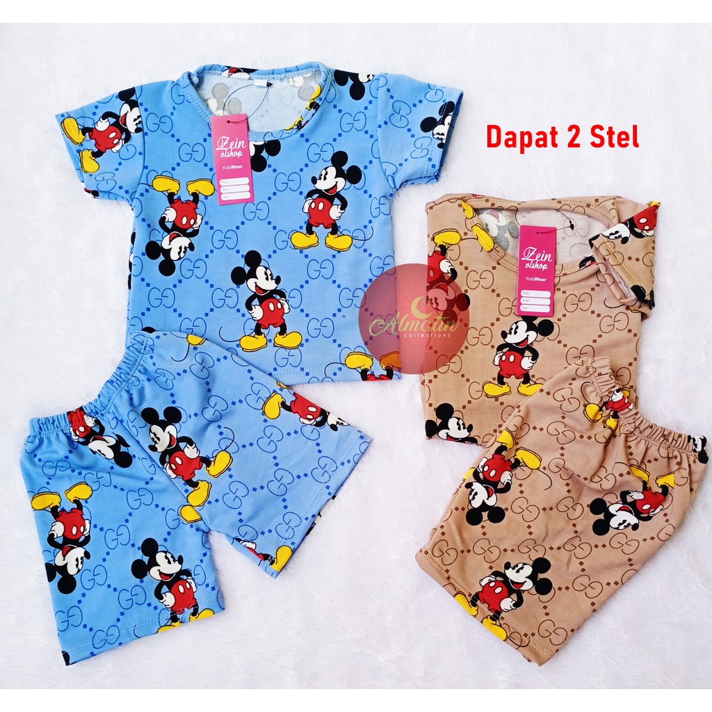 Setelan Baju Bayi Pendek Motif Karakter dapat 2 stel