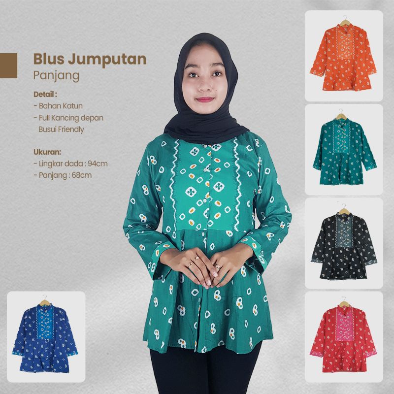 Blus Batik Motif Jumputan Lengan Panjang - Naira Batik