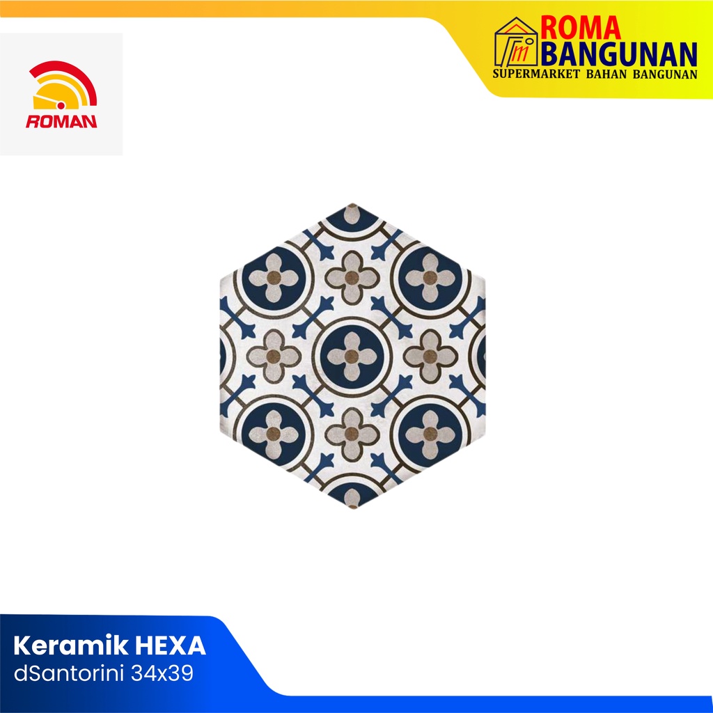 Keramik Hexagonal Roman GH348059 dSantorini d Santorini Blue 34X39