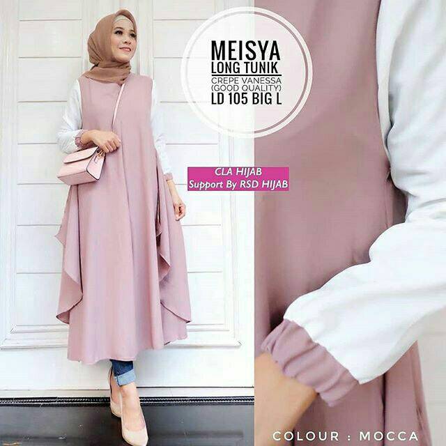 Meisya Long Tunik-DRESS MUSLIM - fashion wanita -baju wanita -baju gamis- dress- gamis- gamis wanita