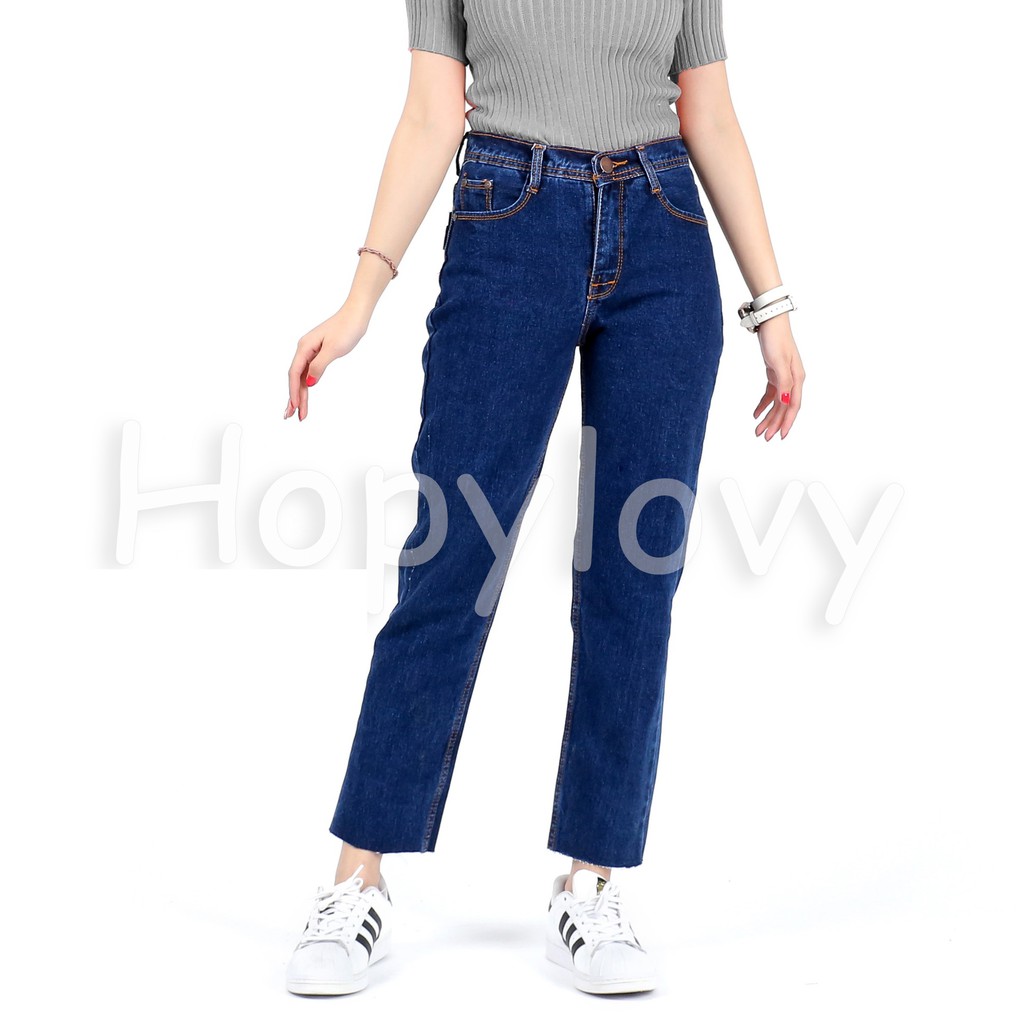 HOPYLOVY - Celana Jeans Boyfriend Wanita Unfinished Gisel