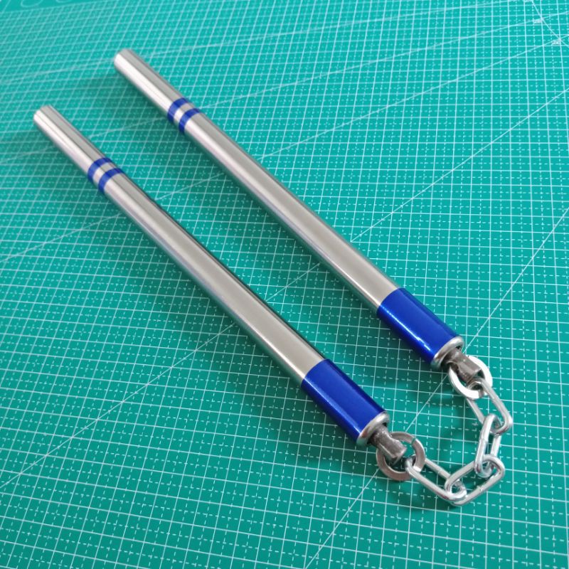 nunchaku stainless slim freestyle strip biru
