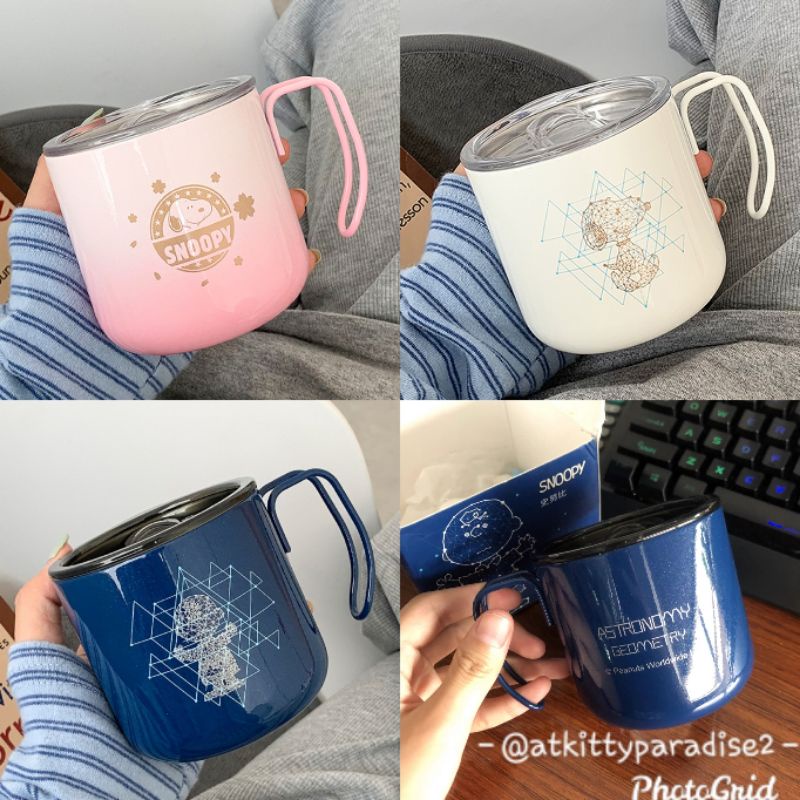Gelas Cangkir Mug Stainless ORI Karakter Snoopy Charlie Brown