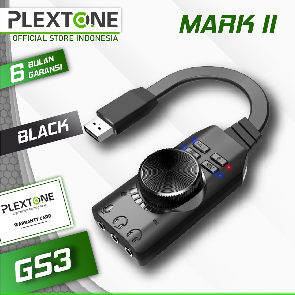 Plextone GS3 Sound Card USB Adapter 7.1 Komputer Laptop Mac Windows