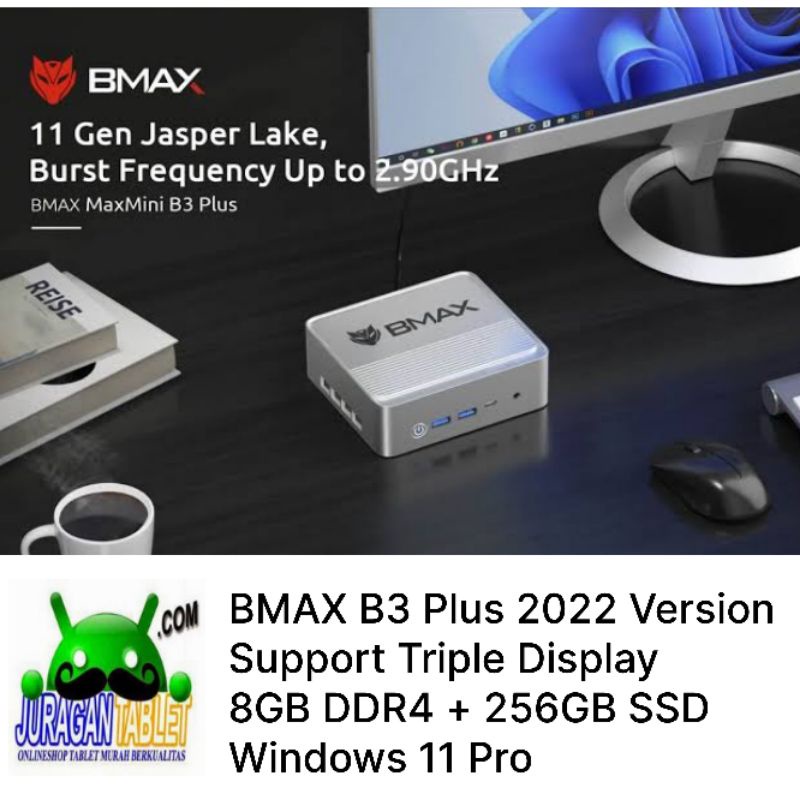 Mini PC BMAX B3 Plus 2022 Intel Quadcore Jasper Lake N5095 8/256GB SSD Dual LAN Windows 11