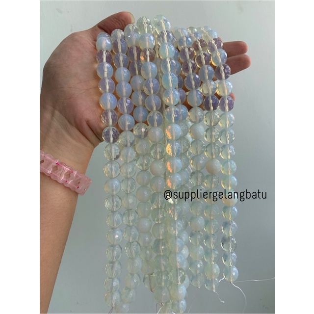 Batu Moonstone opalite AGATE 14mm CUTTING natural bahan gelang kalung