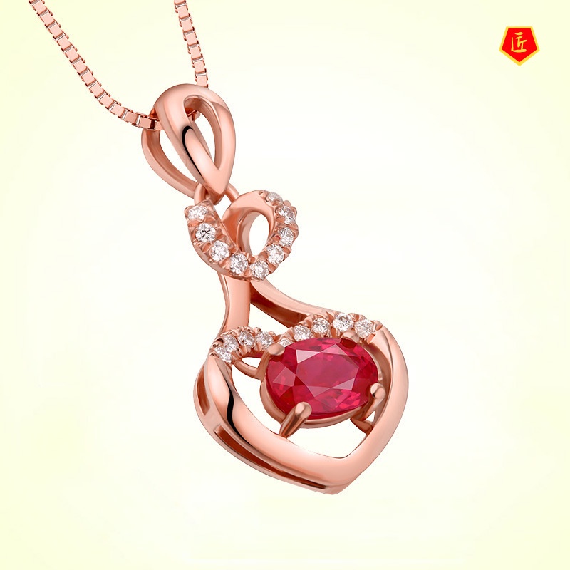 [Ready Stock]Japanese and Korean Style Love Ruby Pendant Fashionable and Elegant