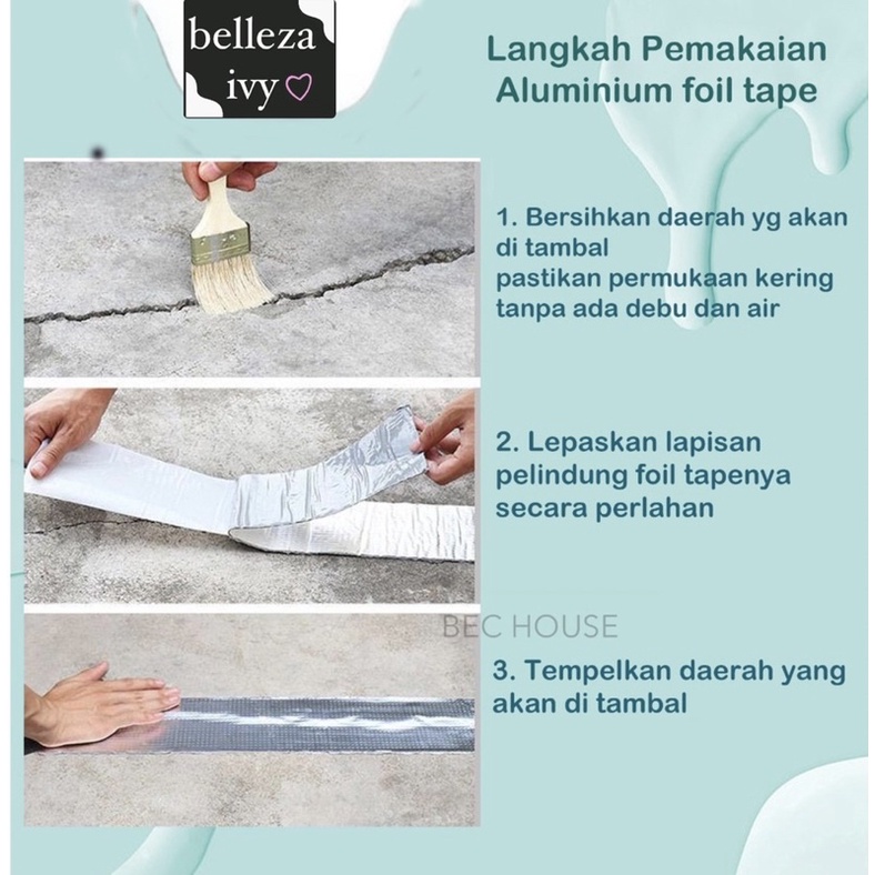 Lakban Anti Bocor Alluminium Foil Butyl Super Lengket Super WaterProof 3 ukuran