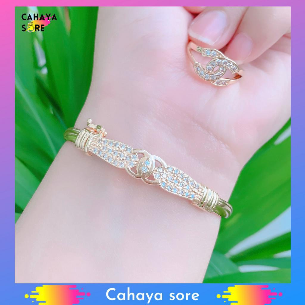 Gelang Xuping Gold Gelang Tangan Dewasa Bangle Free Cincin GFC06