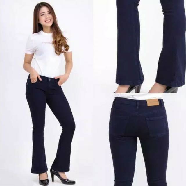 Celana jeans cutbray biru navy