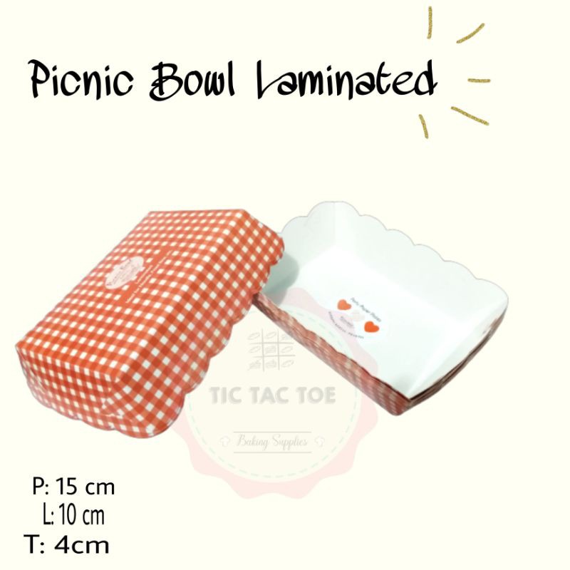 Picnic Bowl laminated MCL4 10x15x4,5cm (10 lbr), tempat kue, tempat cake laminasi