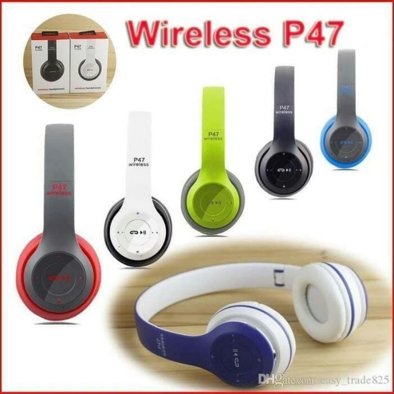 HEADPHONE BLUETOOTH WIRELESS EXTRA BASS HEADSET LIPAT P47 PRO HANDFREE GAMING