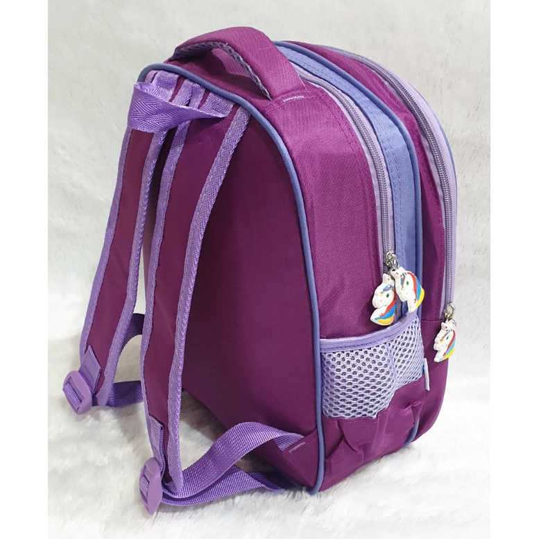 PROMO TAS TIMBUL TERMURAH Ransel 13&quot; TAS RANSEL ANAK SEKOLAH TK Perempuan Cantik GAMBAR KUDA PONY PIRANG UNGU LILAC 3D TIMBUL 2 RESLETING IMPORT ( PIRANG 3D 13&quot; )