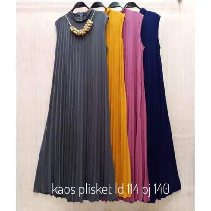 dress tanpa lengan / dress plisket / dress / dress plisket tanpa lengan